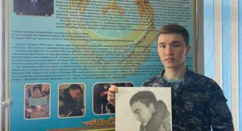 Полицейский из Тобыла нарисовал портрет Дархана Базарбаева